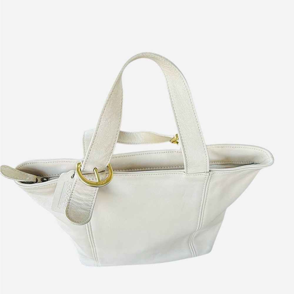 Vintage Coach Cream Leather Tote Bag - Picture 3 of 16